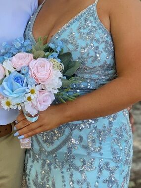 Sparkling Light Blue Beaded Prom Dress Primavera size 12 worn once